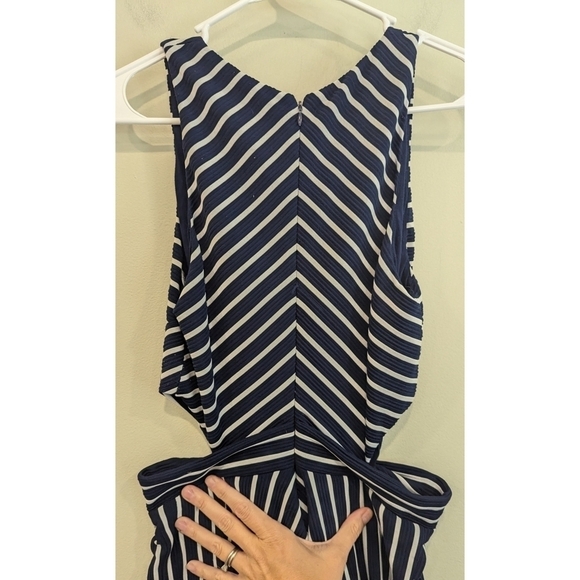 Anthropologie x Hutch Kinsley Blue and White Striped Cutout Dress Size Medium - Picture 7 of 11